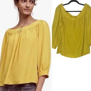 Anthropology Mauve yellow off the shoulder blouse. Size M